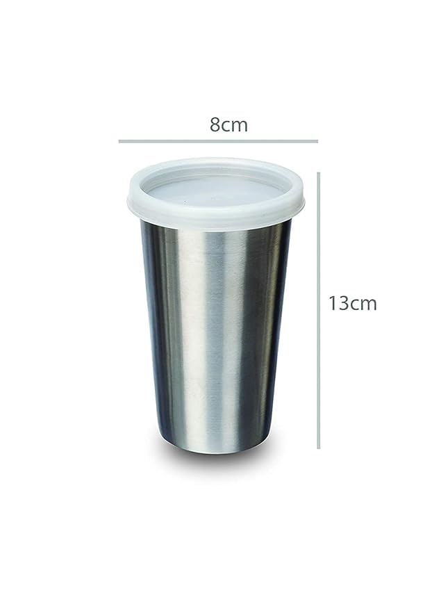 PARABRAHMA Stainless Steel Glass with Straw Plus Extra Travel Lid 1 Piece Silver 370 ml - Image 4