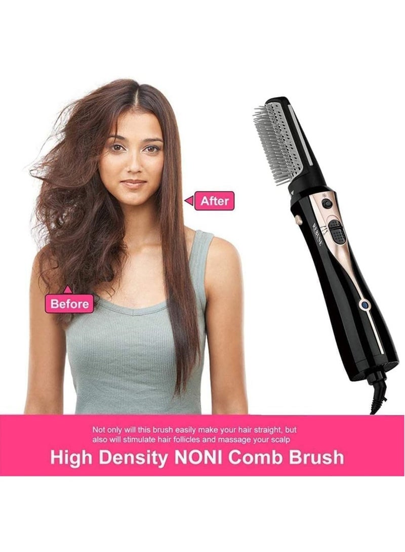 REBUNE 1200W Hair Dryer Brush Hot Air Styler 3 In 1 Electric Hair Styler Brush With 2 Attachment Black/Gold - Image 4
