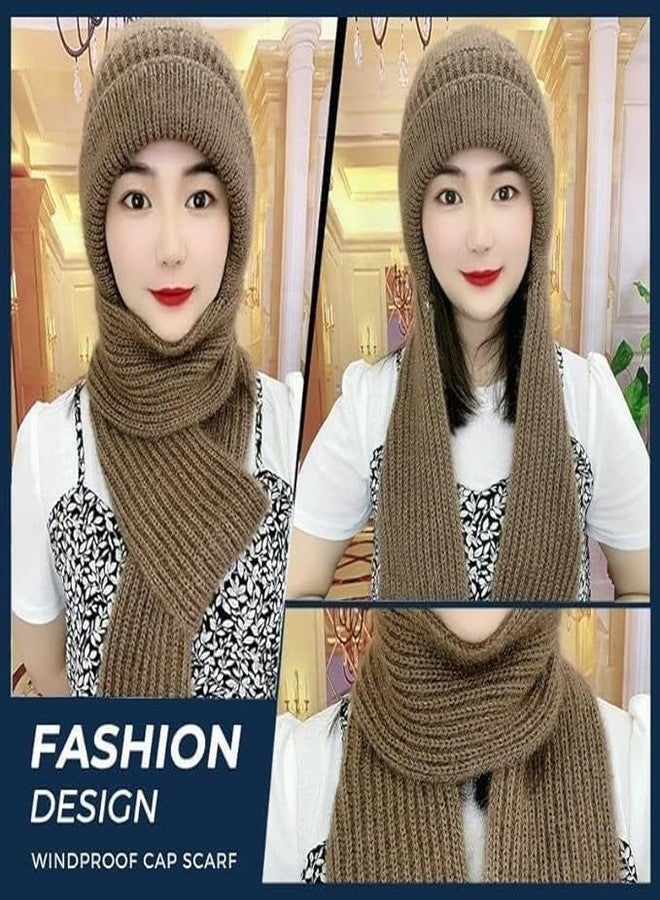 قبعة شتوية دافئة ناعمة محبوكة من فيليكسيس للنساء، مع وشاح رقبة أنيق، طقم 2 في 1 للبنات والسيدات، متعدد الألوان، مقاوم للرياح، يحمي الأذنين - Image 4