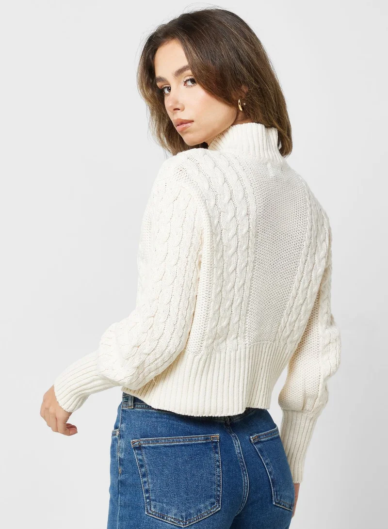ELLA Puff Sleeve Buttoned Cardigan