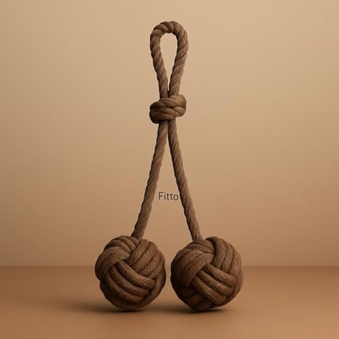 Fitto Pet Tug Rope Toy for Dogs - Chew & Tug Toy Cotton Rope, Interactive Pulling Toy Coffee Brown 35x13cm - Image 1