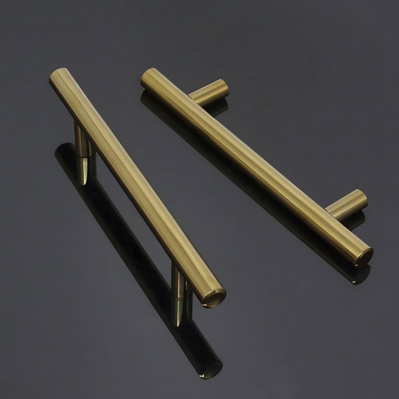 Golden Euro Bar Pulls: Hole Centers 160mm, Overall Length 224mm, Stainless Steel Construction - Easy 2-Step Installation, Sturdy Durable Build, Includes Dual-Length Screws for Kitchen Bathroom Bedroom - Image 2