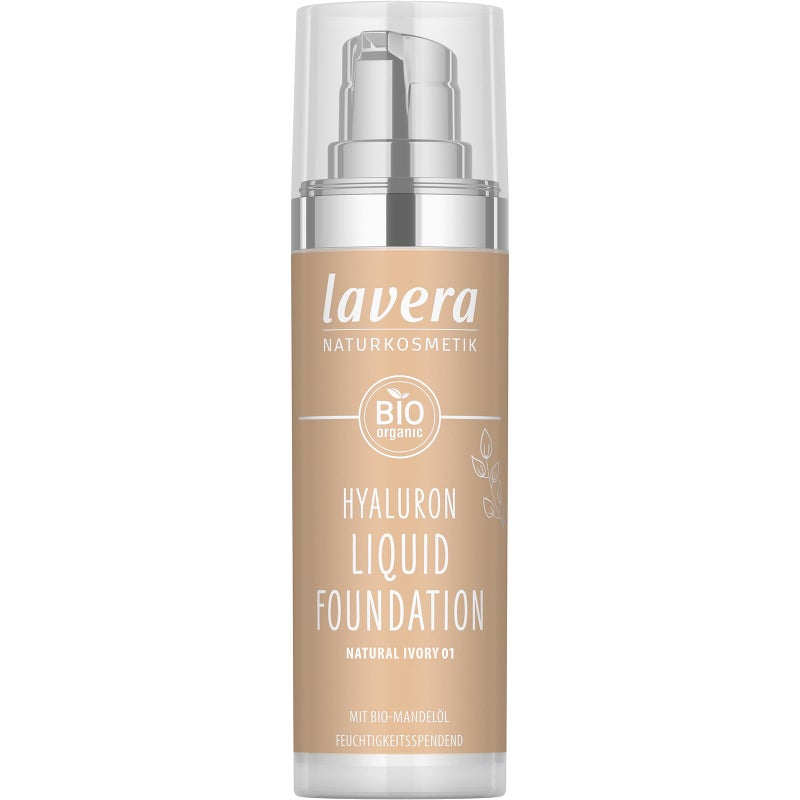 lavera Hyaluron Liquid Foundation  Natural Ivory 01  Foundation Make Up with Hyaluron  Almond Oil for a Flawless Complexion  Face Make Up  PETA Certified  Vegan  Made in Germany  1 Fl Oz