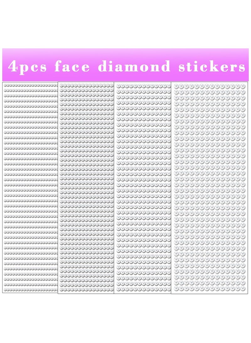 1799 Pcs 4 Sheets Rhinestone Stickers 3/4/5/6 mm Self Adhesive Rhinestones Gems for Face Eyes Makeup Hair Body - Image 2