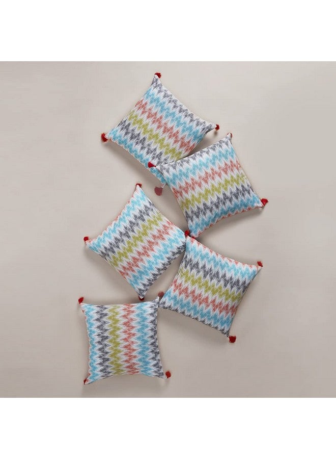 ويكفيت أغطية وسائد ويكفيت | قطن، قماش 144 TC | باريسا | 16 × 16 بوصة | طقم أغطية وسائد أريكة من 5 قطع، متعدد الألوان - Image 2