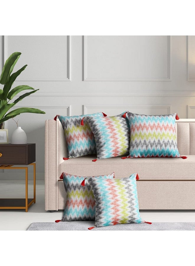 ويكفيت أغطية وسائد ويكفيت | قطن، قماش 144 TC | باريسا | 16 × 16 بوصة | طقم أغطية وسائد أريكة من 5 قطع، متعدد الألوان - Image 1