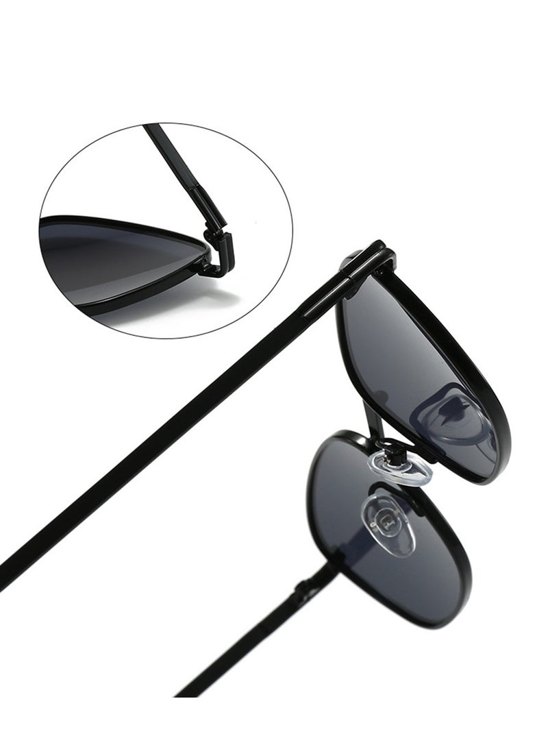 كومبي نظارات شمسية مربعة ريترو مستقطبة عالية الدقة مع حماية من الأشعة فوق البنفسجية 400 بتصميم أنيق للرجال والنساء - Image 3