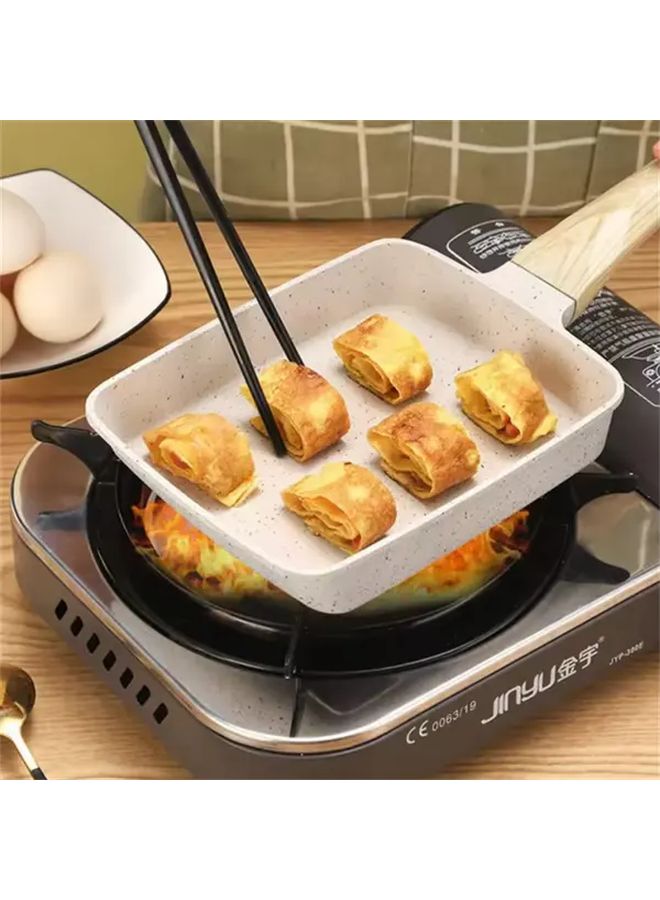 Creamy White Deep Artificial Jade Frying Pan Easy to Clean Lightweight Durable Non Stick Surface Quick Even Heating Portable Design Hanging Storage 99 Cooking Methods For Japanese Tamagoyaki Perfectly Crispy Outdoor Picnic RV Kitchen - Image 2
