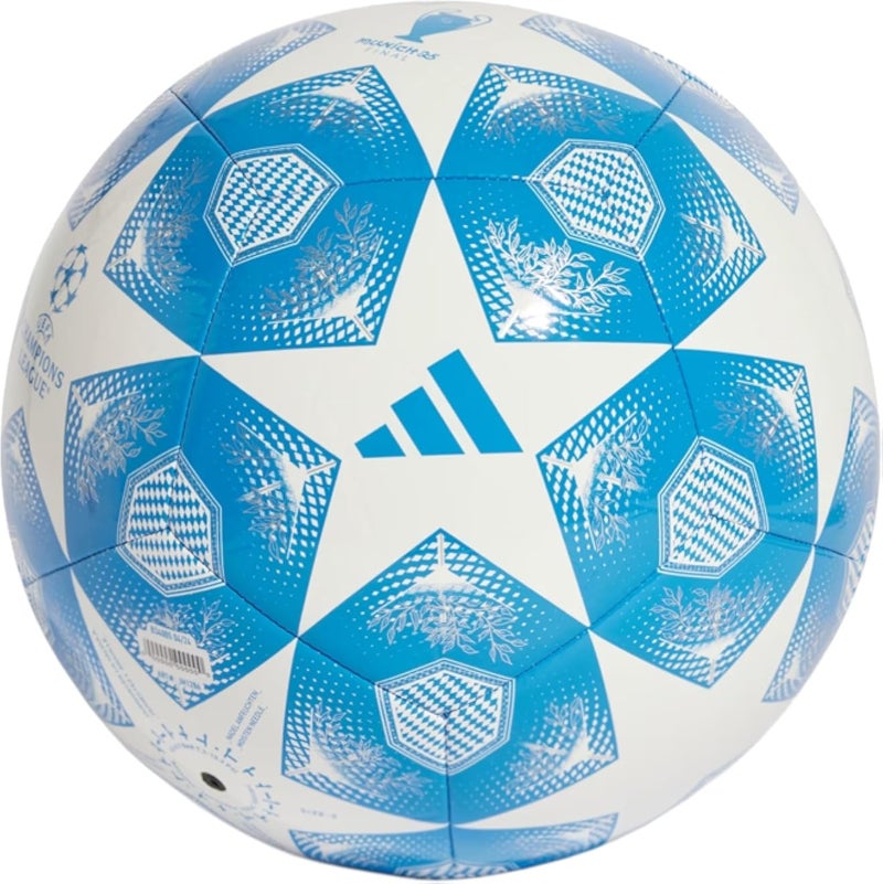 adidas ucl clb bright blue,white,silver met. football/soccer ball (machine-stitched) for men &amp; women size 4