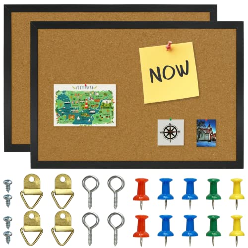 OWLKELA 2 Pcs Cork Board, 17.7"X 13.3" Bulletin Board, Vision Board, Notice Pin Board, Ideal for Office & Home Decor, School Message Board - Image 1