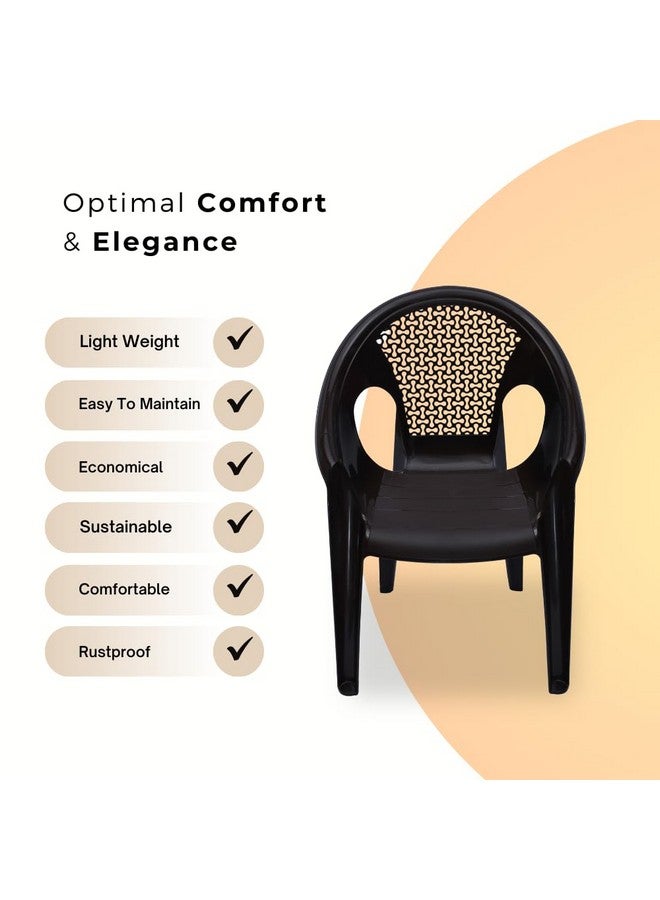 ITALICA ITALICA Relaxing Plastic Chairs/Plastic Sofa Chair for Home and Garden/Sofa Chair Set for Living Room Furniture/Oversized Plastic Chair (43X63X83 Cm, 9033-Set of 6 Chair, Brown) - Image 3