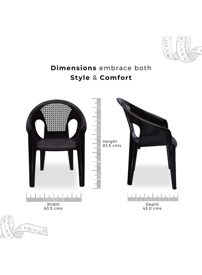 ITALICA ITALICA Relaxing Plastic Chairs/Plastic Sofa Chair for Home and Garden/Sofa Chair Set for Living Room Furniture/Oversized Plastic Chair (43X63X83 Cm, 9033-Set of 6 Chair, Brown) - Image 2