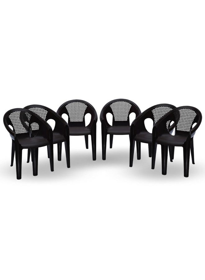 ITALICA ITALICA Relaxing Plastic Chairs/Plastic Sofa Chair for Home and Garden/Sofa Chair Set for Living Room Furniture/Oversized Plastic Chair (43X63X83 Cm, 9033-Set of 6 Chair, Brown) - Image 1
