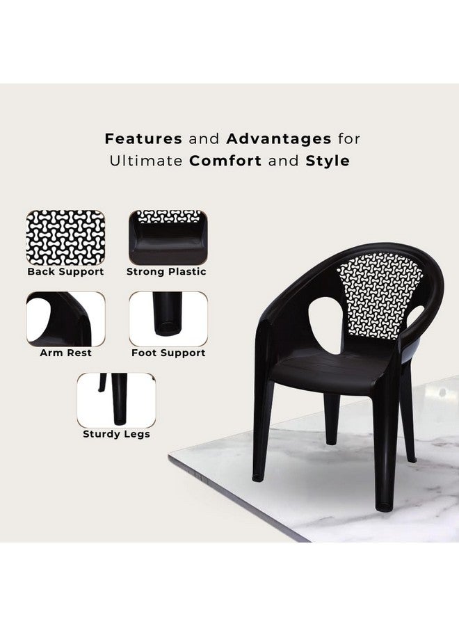 ITALICA ITALICA Relaxing Plastic Chairs/Plastic Sofa Chair for Home and Garden/Sofa Chair Set for Living Room Furniture/Oversized Plastic Chair (43X63X83 Cm, 9033-Set of 6 Chair, Brown) - Image 4