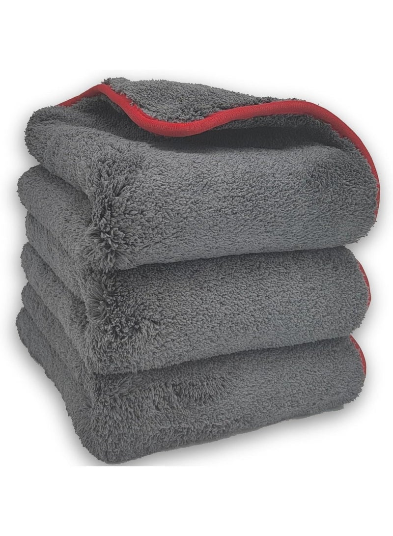 ايونك مناشف تنظيف فائقة السماكة من الألياف الدقيقة - عبوة من 3 قطع، فائقة الامتصاص، لا تترك وبرًا ولا تخدش، مناسبة للسيارة والمنزل والمكتب، رمادي 40×40 سم - Image 1