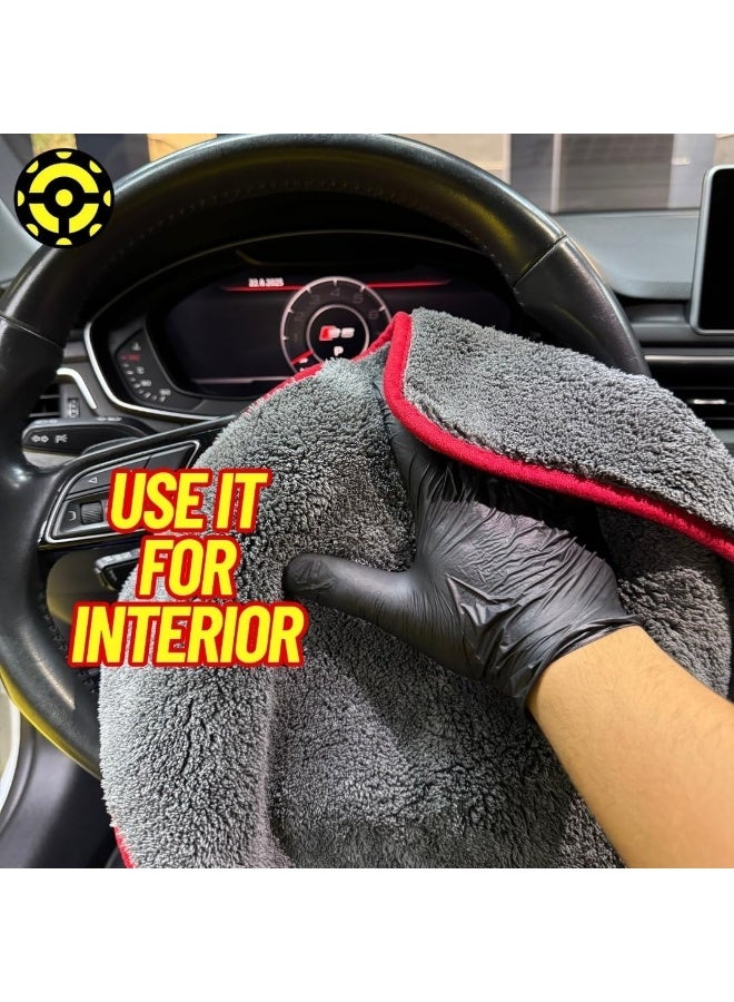 ايونك مناشف تنظيف فائقة السماكة من الألياف الدقيقة - عبوة من 3 قطع، فائقة الامتصاص، لا تترك وبرًا ولا تخدش، مناسبة للسيارة والمنزل والمكتب، رمادي 40×40 سم - Image 3