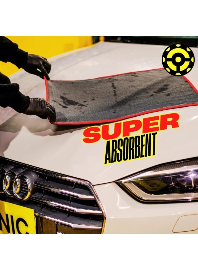 مناشف تنظيف فائقة السماكة من الألياف الدقيقة - عبوة من 3 قطع، فائقة الامتصاص، لا تترك وبرًا ولا تخدش، مناسبة للسيارة والمنزل والمكتب، رمادي 40×40 سم - Image 5