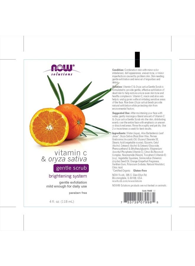 now Solutions, Vitamin C and Oryza Sativa Gentle Scrub, Brightening System, Gentle Mild Exfoliation for Daily Use 4-Ounce - Image 2