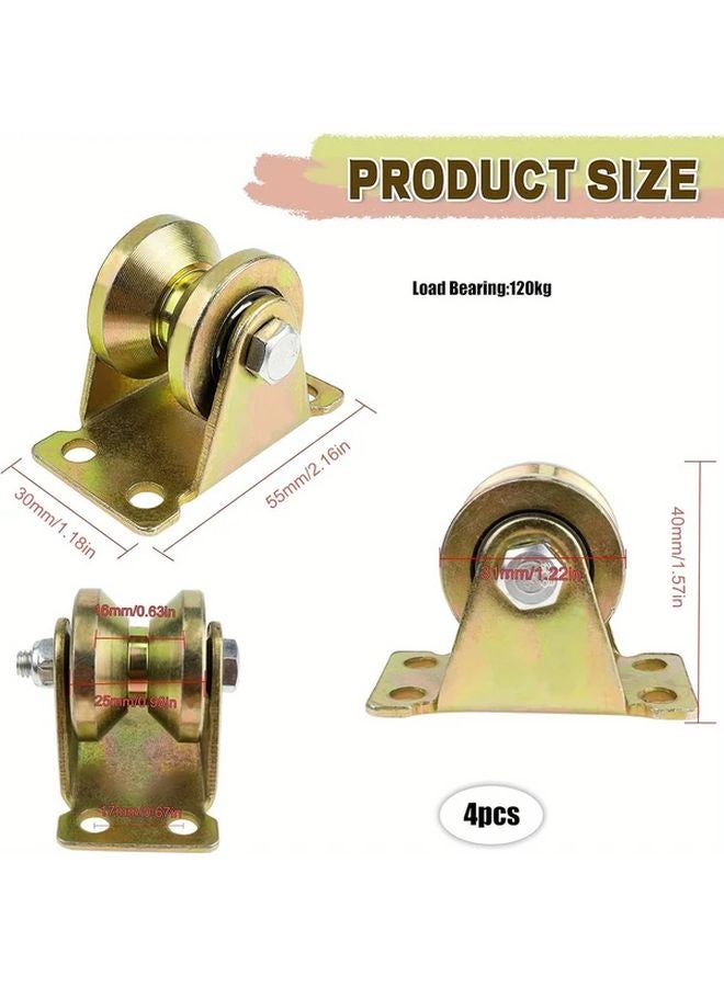 4 Pcs Heavy Duty Metal Cable Pulleys V Shaped 26455LB Capacity Industrial Machinery - Image 3