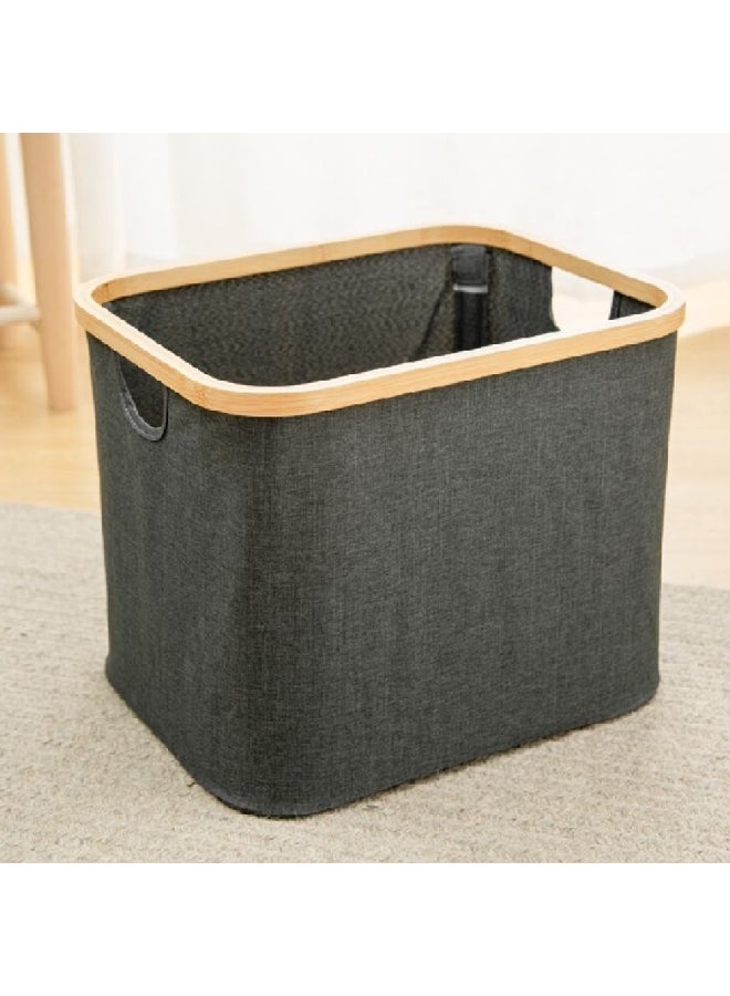 HONEYBEE Open Top Design Rectangular Bamboo Laundry Hamper Grey 33 x 33 x 40.7 cm SB0115B - Image 2