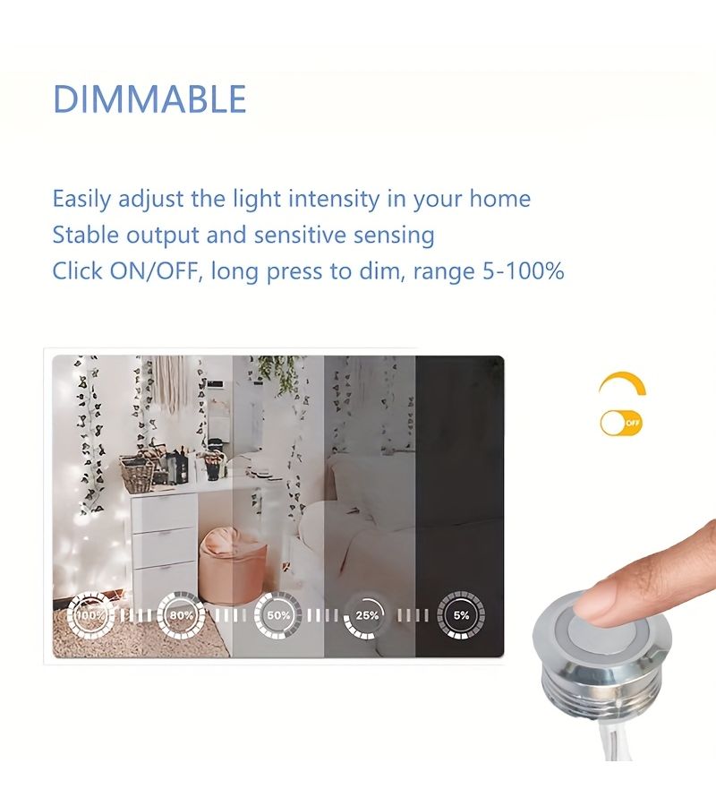 Silvery 1pc Smart Dimmer Switch For Led Light Strip 5V 12V 24V Touch Sensor Control Button Adjustable Brightness Dimming - Image 3