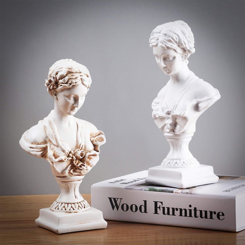 A.F.N.A.L Goddess Bust Statue Classical Tabletop Decoration Gift, Greek & Roman Mythology Indoor Decor for Home & Office, Replica Resin Minerva Sculpture Art, 8.7" H, Old Style - Image 5