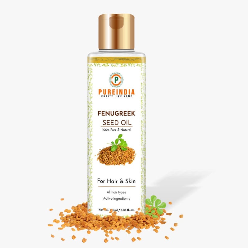 Pureindia Pure FenugreekSeed Oil For Hair SkinFor Hair Fall Control Fast Hair Growth 100ml Pack of 1 Natural Therapeutic Grade - Image 1