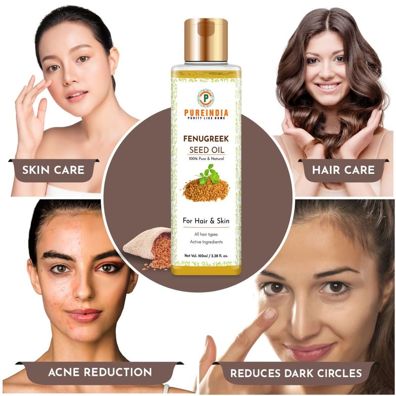 Pureindia Pure FenugreekSeed Oil For Hair SkinFor Hair Fall Control Fast Hair Growth 100ml Pack of 1 Natural Therapeutic Grade - Image 4