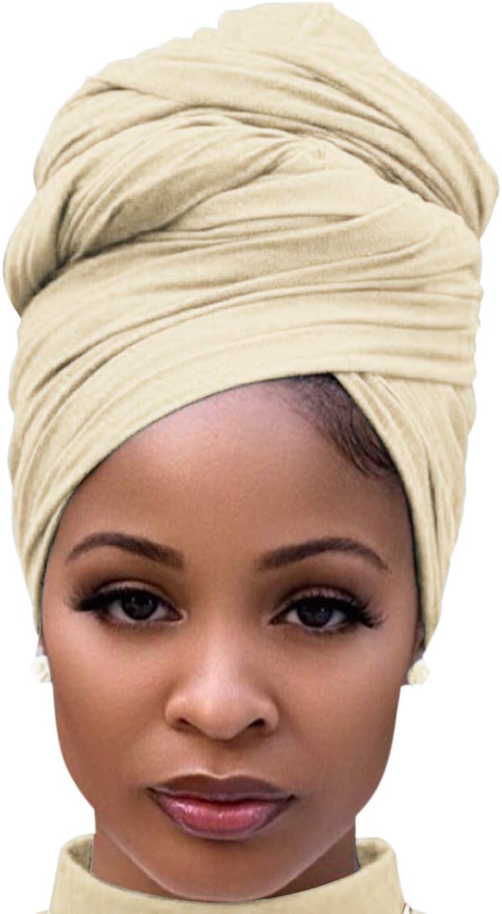 Harewom Head Wraps for Black Women Stretch Head Scarf Long African Hair Wraps Turban Headwraps Jersey Headbands - Image 1