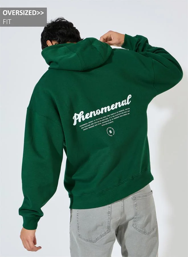 Styli Back Text Print Oversized Heavyweight Hoodie