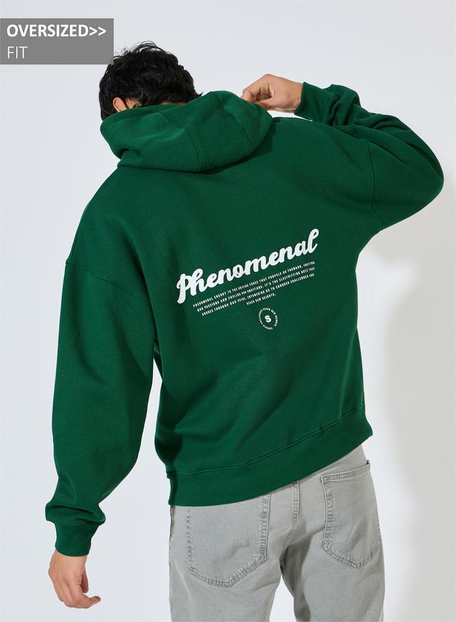 ستايلي هودي فضفاض مطبع بطبعة كتابة - Image 1