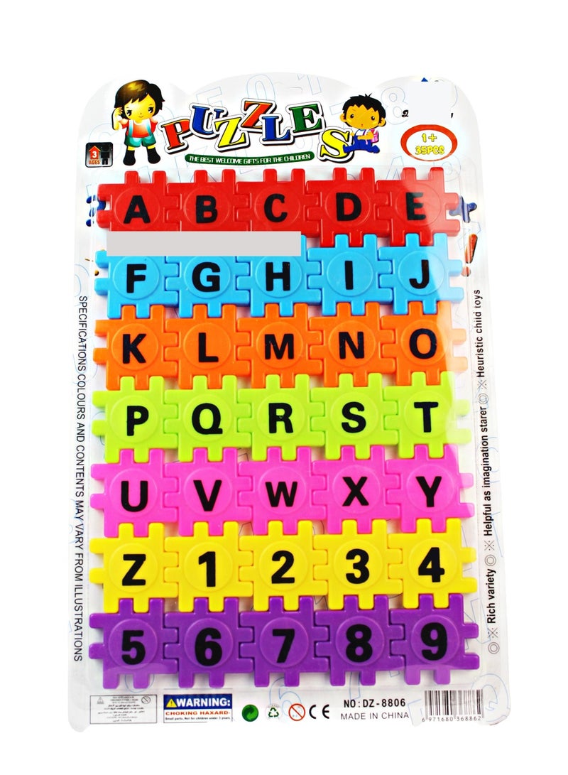 لعبة أحجية الصور المقطوعة لتعلم الحروف الهجائية الإنجليزية للتطوير المبكر للأطفال