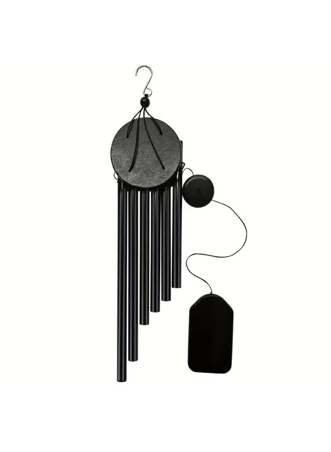 6-Tube Black Wind Chime, Outdoor Decorative Door Ornament, Gift Wind Chime - Image 5
