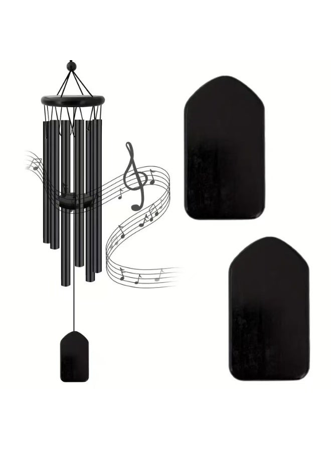 6-Tube Black Wind Chime, Outdoor Decorative Door Ornament, Gift Wind Chime - Image 2