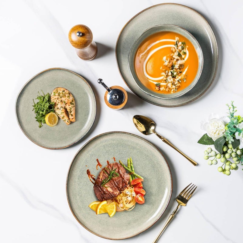 AmorArc Ceramic Plates Set of 6,8.5 Inch Handmade Reactive Glaze Stoneware Plates set for Dessert,Salad,Appetizer,Small Dinner Plates,Microwave & Dishwasher Safe,Scratch Resistant - Image 4