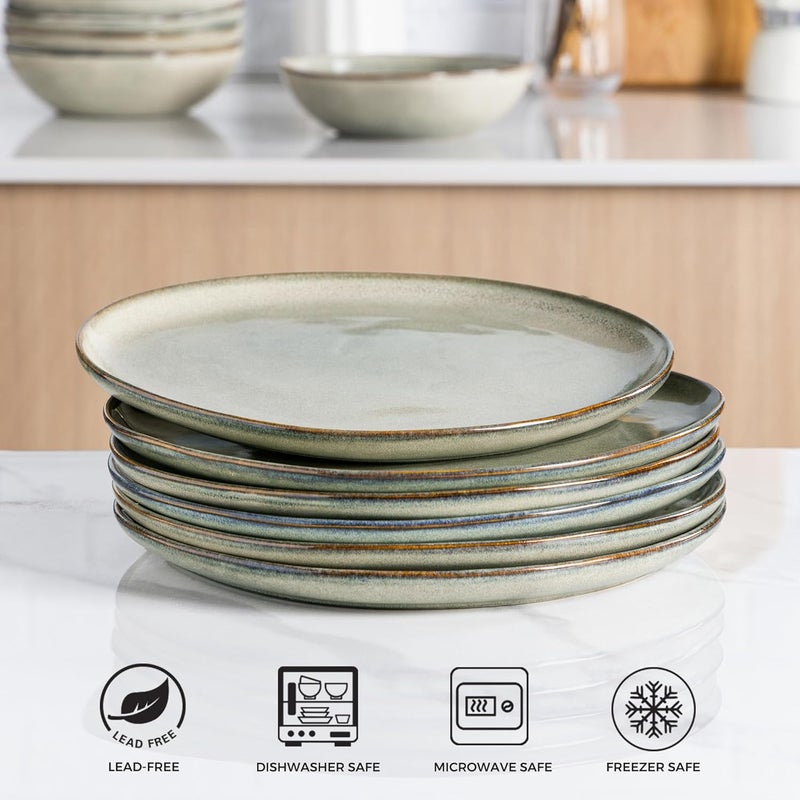 AmorArc Ceramic Plates Set of 6,8.5 Inch Handmade Reactive Glaze Stoneware Plates set for Dessert,Salad,Appetizer,Small Dinner Plates,Microwave & Dishwasher Safe,Scratch Resistant - Image 2