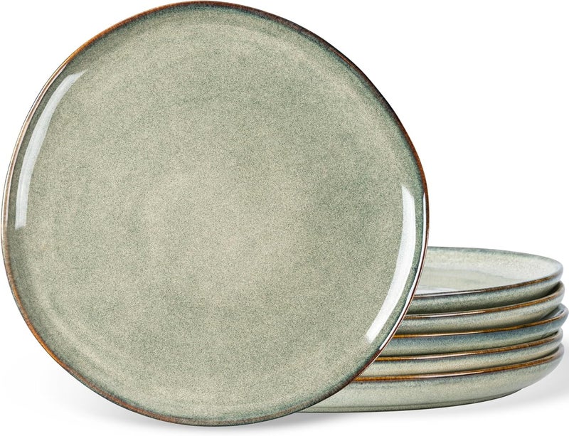 AmorArc Ceramic Plates Set of 6,8.5 Inch Handmade Reactive Glaze Stoneware Plates set for Dessert,Salad,Appetizer,Small Dinner Plates,Microwave & Dishwasher Safe,Scratch Resistant - Image 1