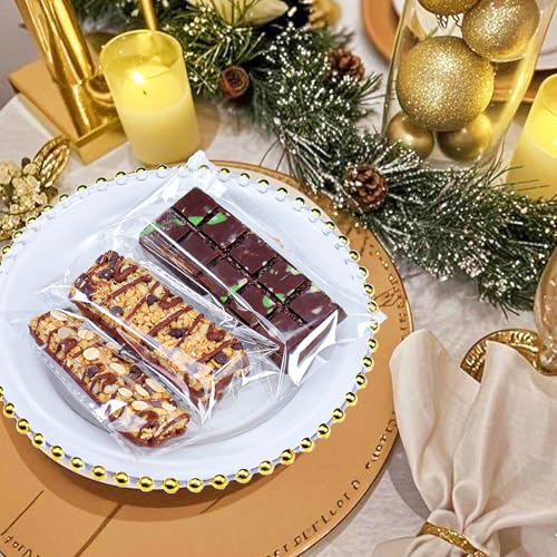 JCXGRVC 200 Pack 3x6Inches Self Adhesive Granola Bar Bags Pistachio Dubai Chocolate Bar Bags Wax Melt Snap Bars Bag Small Ttreats Individually Wrapped Cellophane Packaging for Cereal Bar Truffle - Image 5