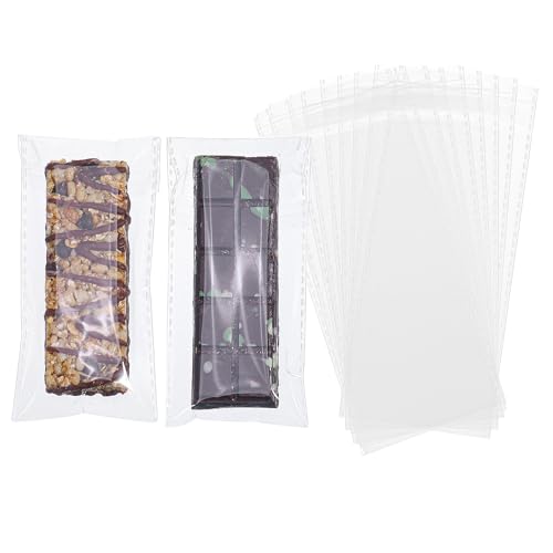 JCXGRVC 200 Pack 3x6Inches Self Adhesive Granola Bar Bags Pistachio Dubai Chocolate Bar Bags Wax Melt Snap Bars Bag Small Ttreats Individually Wrapped Cellophane Packaging for Cereal Bar Truffle - Image 1
