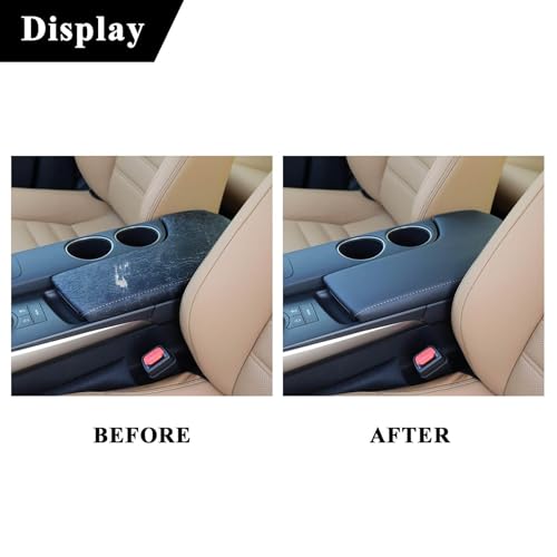NLQR Center Console Lid Cover Replacement armrest Cover Microfiber Leather Black with White Stitch Compatible with Lexus IS200 IS250 IS300 IS350 2014-2017 - Image 3