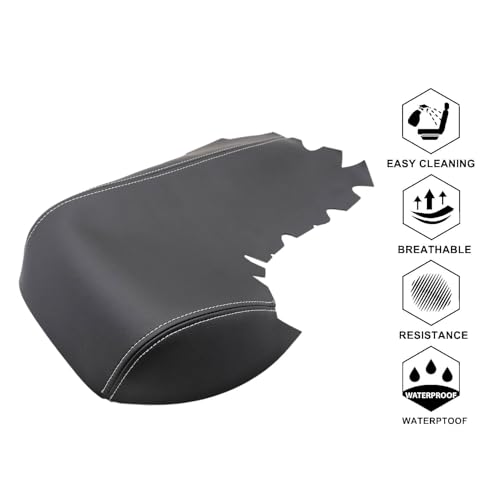 NLQR Center Console Lid Cover Replacement armrest Cover Microfiber Leather Black with White Stitch Compatible with Lexus IS200 IS250 IS300 IS350 2014-2017 - Image 4