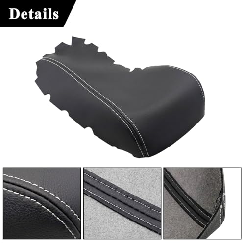 NLQR Center Console Lid Cover Replacement armrest Cover Microfiber Leather Black with White Stitch Compatible with Lexus IS200 IS250 IS300 IS350 2014-2017 - Image 2