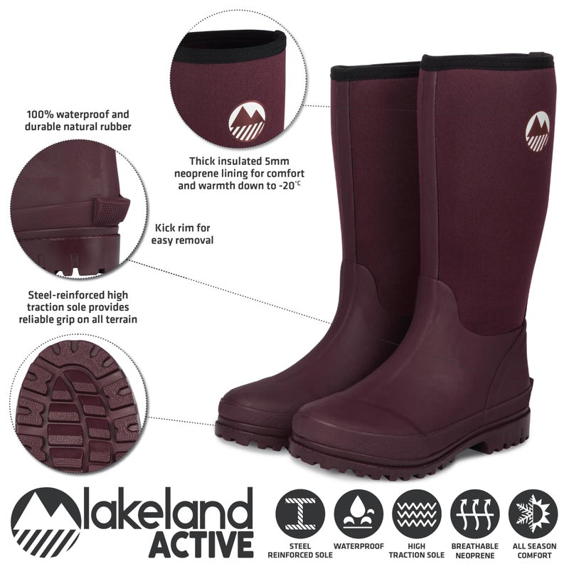 Lakeland Active Women's Rydal Neoprene Insulated Rubber Wellington Boots, Plum, 39 EU - Image 2