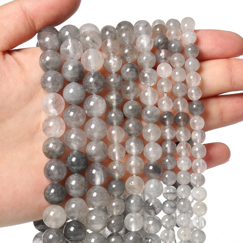 45pcs 8mm Natural Stone Beads Greystone Crystal Beads Energy Crystal Power Gemstone for Jewelry Making DIY Bracelet Necklace
