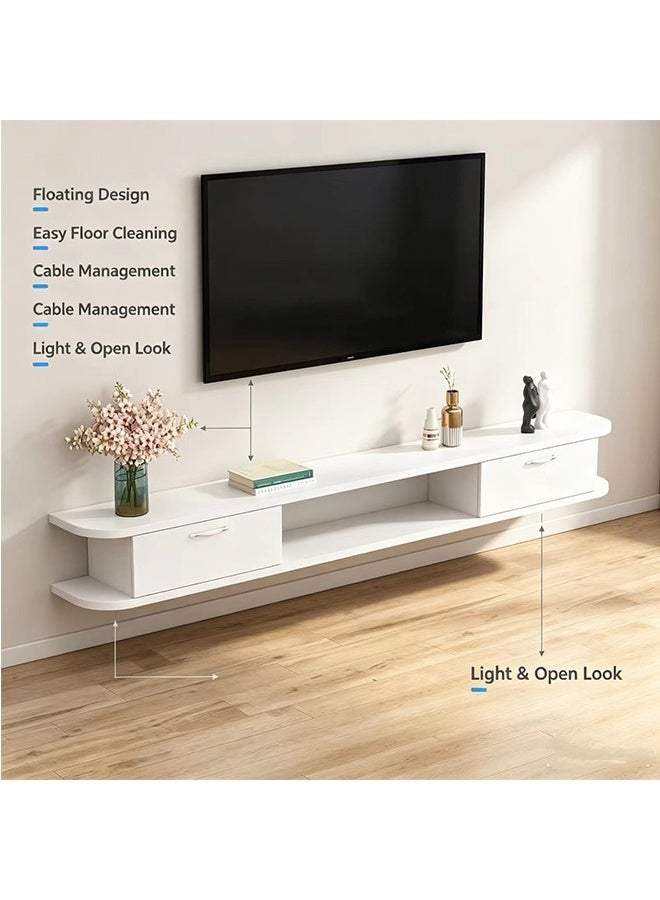 JCB CHIC Floating Wall Mounted TV Console,Modern Wall Hanging TV Cabinet with 2 Storage Drawers,Space Saving TV Stand,Multifunctional Wall TV Unit for Living Room Bedroom - Image 4