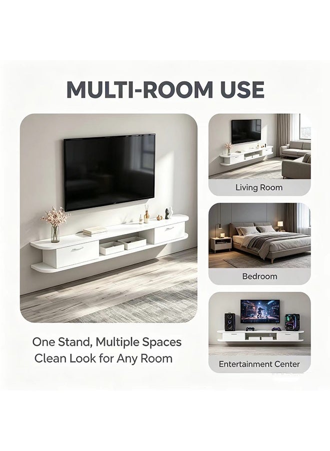 JCB CHIC Floating Wall Mounted TV Console,Modern Wall Hanging TV Cabinet with 2 Storage Drawers,Space Saving TV Stand,Multifunctional Wall TV Unit for Living Room Bedroom - Image 5