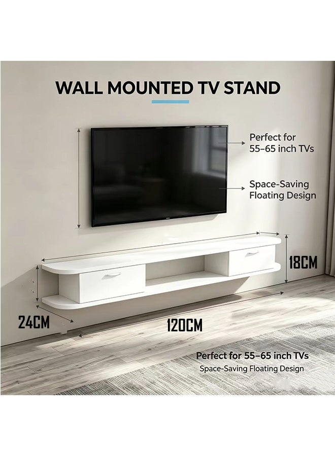 JCB CHIC Floating Wall Mounted TV Console,Modern Wall Hanging TV Cabinet with 2 Storage Drawers,Space Saving TV Stand,Multifunctional Wall TV Unit for Living Room Bedroom - Image 2