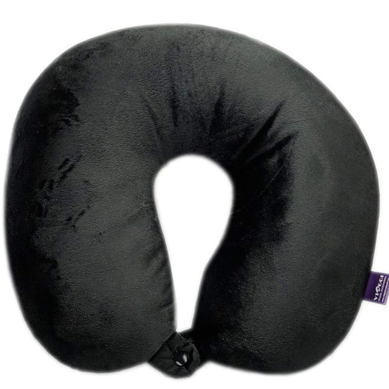 Viaggi Microbead Travel Neck Pillow with Fleece Cover Black - Image 4