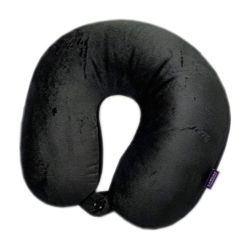Viaggi Microbead Travel Neck Pillow with Fleece Cover Black - Image 1