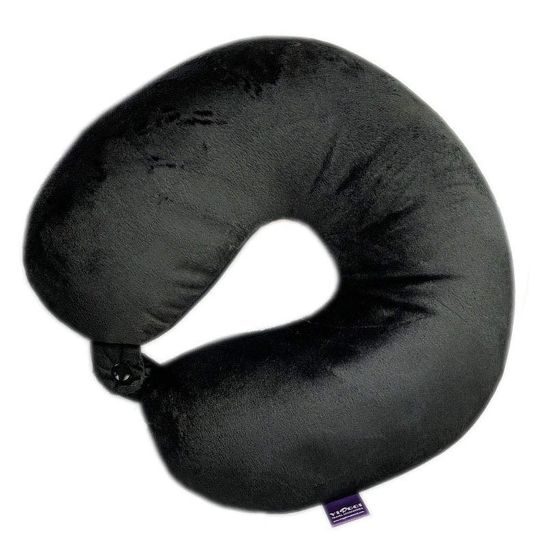 Viaggi Microbead Travel Neck Pillow with Fleece Cover Black - Image 2